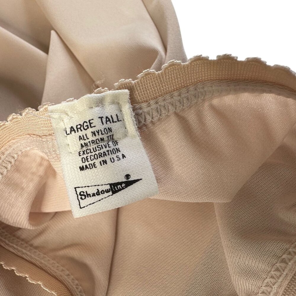 Vintage Shadowline Half Slip Large Tall Beige Nylon Lace Trim 27" USA Made - Picture 6 of 8